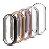 Simpeak 5 Pezzi Cover Compatibile con Xiaomi Smart Band 10, Custodia Caso in Gel Silicone TPU con Pellicola Protettiva Anti-Graffio Full Protezione