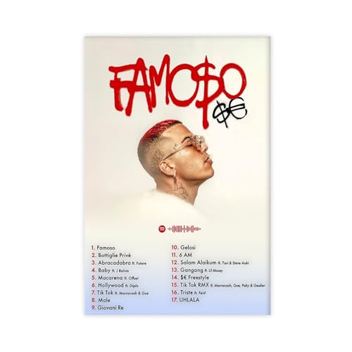 TCMAHE Poster su tela, motivo: Rapper Sfera Ebbasta, decorazione per camera da letto, ufficio, camera da letto, regalo, 50 x 75 cm TCMAHE Poster su tela, motivo: Rapper Sfera Ebbasta, decorazione per camera da letto, ufficio, camera da letto, regalo, 50 x 75 cm