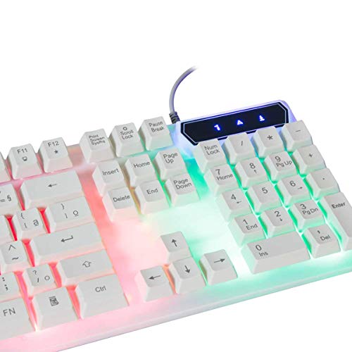 Kit Teclado E Mouse Gamer Colorido Usb Pc Multimídia Branco Informática PC NOtebook