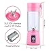 Mialoe Portable Blender, Personal Size Eletric USB Juicer Cup, Fruit, Smoothie, Baby Food Mixing Machine Magnetic Secure Switch 14 oz (Pink)