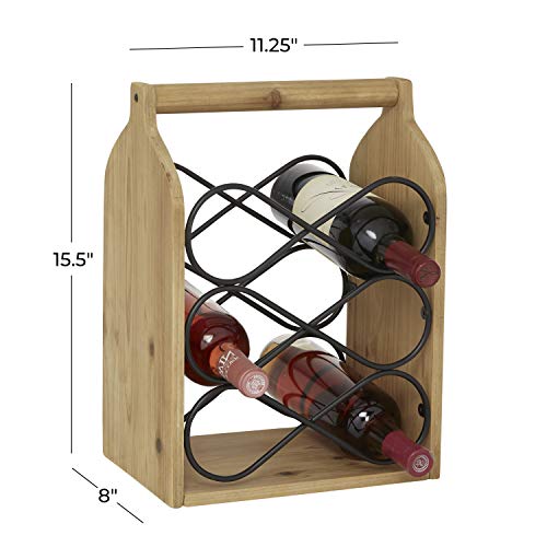Deco 79 Brown Wood Natural Wine Holder, 15 x 11 x 8 by Deco 79 - Image 7