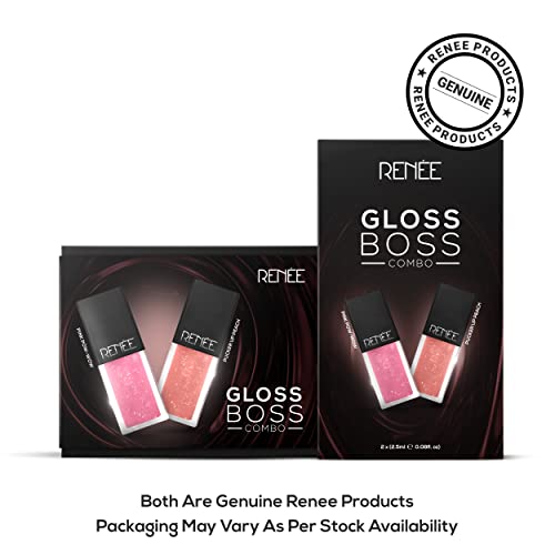 Image of RENEE See Me Shine Lip Gloss - Gloss Boss Combo of 2, 2.5ml Each - Glossy, Non Sticky & Non Drying Formula - Long Lasting Moisturizing Effect - Compact and Easy to Carry
