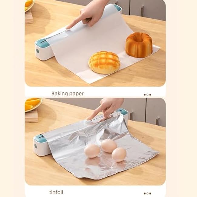 Cling Wrap Dispenser with Cutter,Refillable Aluminum Foil Dispenser - Manual Quick Cut Kitchen Dispense Box for Cling Wrap Aluminum Foil Wax Paper