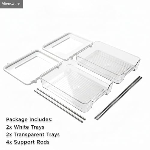 Image of Aliensware 2 Tier Cosmetics Drawer Organizer, Vanity Countertop Storage Container, Sink Organiser, Medicine Cabinets, Plastic Drawers for Lipsticks, Nail Polishes,Dressing Table,Perfume-Aliens-Clear,