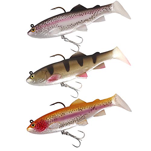 kingdom Señuelos de Pesca del Reino 3pcs Cebo Suave de Cola en T Cebo Artificial Lucio Señuelo Lubina 120 mm 4.72 Pulgadas 38g 1.34 oz Acción de hundimiento