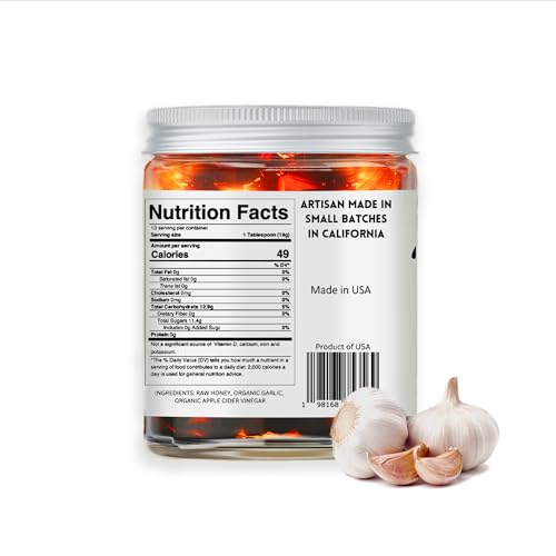 Ritta's Honey Fermented Garlic Honey to Enhance Meals and Overall Wellness. 100% Pure, Nutrient Rich Raw California Wild Flower Honey with Organic Fermented Garlic Cloves