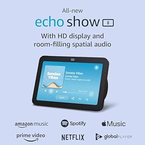 All-new Echo Show 8 (3rd Gen, 2023 release) | With 13MP centered camera, room-filling spatial audio, and Alexa | Charcoal