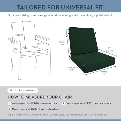 California Umbrella Outdoor Dining Chair, Patio Seat Cushion, 20 x 40 Inch, Premium Outdoor Memory Foam, Fade Resistant Sunbrella Fabric, Fabric Ties,Forest Green by California Umbrella - Image 6