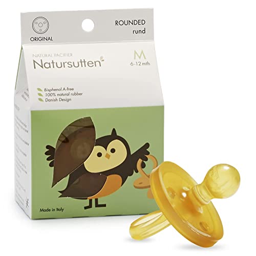 Image of Natursutten Pacifiers 6-12 Months - 1-Pack Original Shield Round Nipple Natural Rubber Safe & Soft BPA-Free Pacifiers for Breastfeeding Babies - Newborn Pacifiers Made in Italy