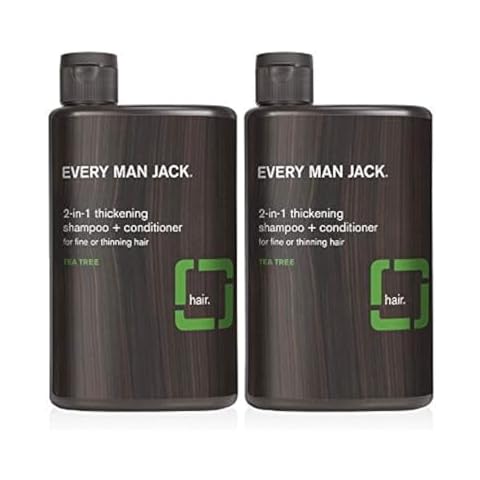 Every Man Jack 2-in-1 Thickening Shampoo + Conditioner - Thicken, Cleanse, and Hydrate Hair with Coconut, Aloe, and Tea Tree Oil - Naturally Derived and No Harsh Chemicals - Twin Pack Cover