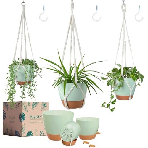 Bouqlife Larege Hanging Planters with Macrame Plant Hangers for Indoor