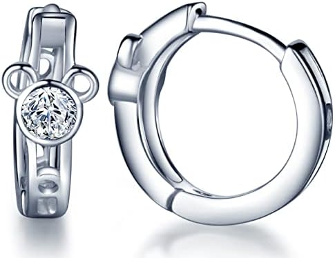 Infinite U Lovely Bear/Classic Heart Huggie Earrings 925 Sterling Silver Cubic Zirconia Hoop Earrings for Women/Girls (Bear)