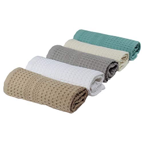 Gilden Tree Waffle Towel Quick Dry Thin Exfoliating, 4 Pack Washcloths For Face Body, Classic Style (White) #TOP7