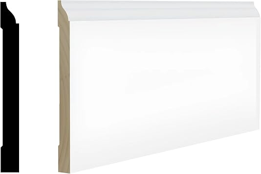 RMB 618 9/16 in. D x 5-1/4 in. W x 96 in. L Primed Finger-Joined Pine Baseboard Molding 1-Piece 8 ft. Total