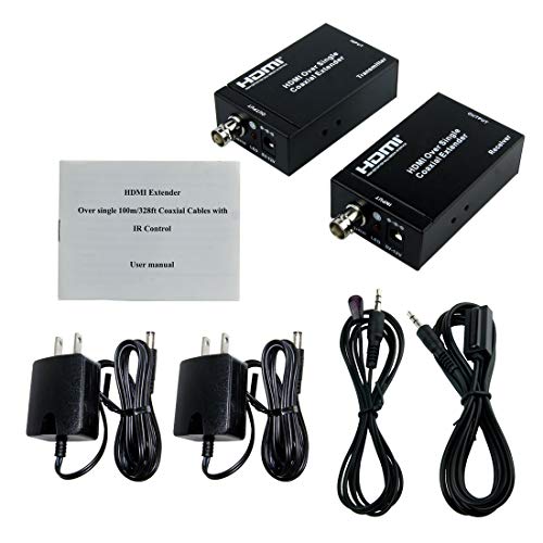 Eazy2hD HDMI Extenders Over Single RG6 Coaxial Cable up to 100m/328ft Support IR Remote Control - US Plug