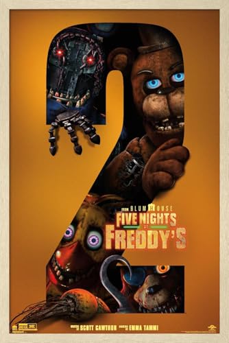 Trends International Five Nights at Freddy's Movie 2 (2025) - Group One Sheet Wall Poster, 34L x 22.4W, Blonde Framed Version
