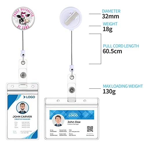 Badge Reels Holder Retractable With Id Clip For Nurse Name Tag Card Funny Hilarious Cow Pattern Nursing Doctor Teacher Student Medical Work Office Alligator Clip Zjk706 #TOP2