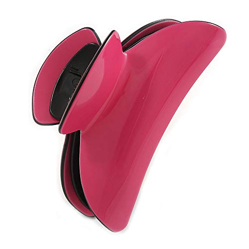 Pinza para el pelo de acrílico pulido de 9 cm en tono rosa brillante