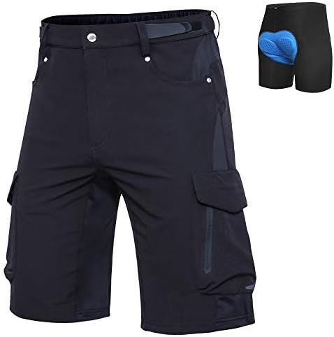 Ally Mens Mountain Bike Shorts 4D Padded Bike Shorts Baggy Cycling Biking Bicycle Biker Shorts Loose-fit with 6 Pockets