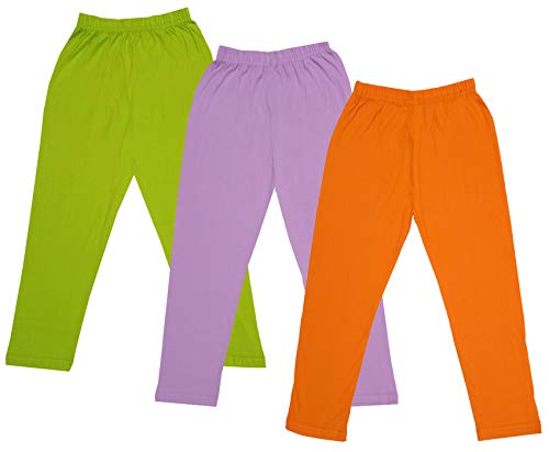 Image of IndiWeaves Girls Super Soft Cotton Solid Capri Pants (Orange, Purple, Green,) Pack of 3