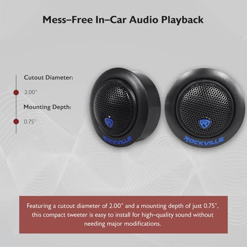 Rockville RT6 1" Silk Dome Car Tweeters Pair, 240W, 4 Ohm, Neo Swivel, Variable Mount, In-Line Crossover, Ferro-Fluid Cooled, Perfect for Car Audio