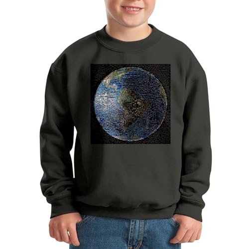 Sweatshirt enfant planète terre en mosaïque de pixels colorés - 2