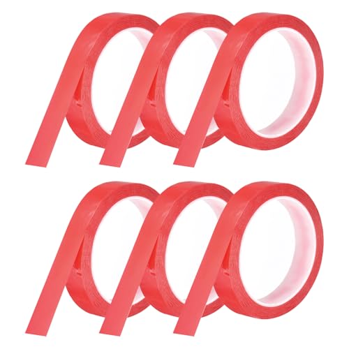 sourcing map 6 Rolls Whiteboard Tape Graphic Chart Tape 20mm 54.7 Yard Art Tape Thin Self-Adhesive Pinstripe Tape Masking Tape for Gift Wrapping Craft Supplies, Red