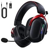 Gonbouyoku Wireless Gaming Headset, 2.4GHz USB Dual Wireless Gaming Headphones for PS5, PS4,Switch,PC,Mac with Bluetooth 5.3, 60H Battery, Omnidirectional ENC Microphone, 3.5MM Wired, CT570, BlackRed