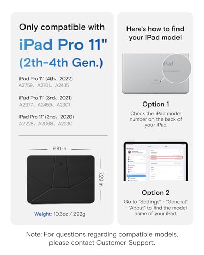 Image of MOFT Dynamic Folio Case for iPad Pro 11-inch(2nd /3rd /4th Generation, 2020 /2021 / 2022), Silm Magnetic Stand Case with 20+ Viewing Angles, Auto Wake /Sleep,Jet Black