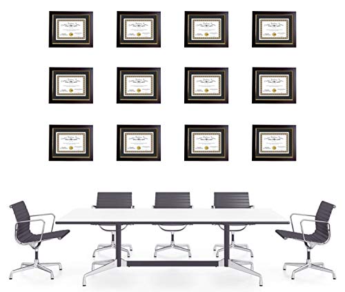 Creative Picture Frames 11" X 14" Matted Mahogany Diploma Frame Gold Lip With Black/White Core Mat Holds 8.5X11-Inch Media, With Installed Hangers #TOP5