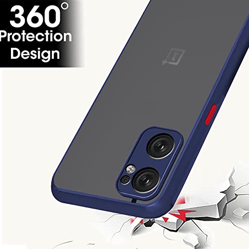 Image of TheGiftKart Smoked Translucent Protective Hard Back Case Cover for OnePlus Nord CE 2 5G (TPU & PC | Blue Bumper)