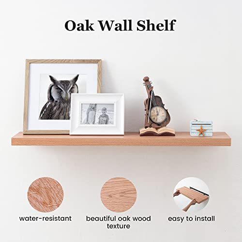 Floating Shelves 36 x 8 Inch, Rustic Wood Floating Shelves for Home Decor, 8 Inch Deep Wall Shelves for Storage & Display, 8 Deep Floating Shelf for Living Room, Bedroom, Kitchen, Natural Oak Color - Image 4