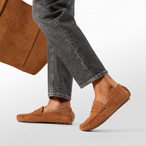 DREAM PAIRS DREAM PAIRS Women's Loafers Penny Loafer Slip on Casual Dressy Comfortable Business Work Office Moccasins Driving Loafer Shoes,Size 7,Brown,SDLS2313W