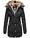Produktbild MARIKOO Damen Winter Jacke Stepp Parka Mantel Kunstfell warm gefüttert Nekoo XS-XXL (M, Schwarz in Lang)