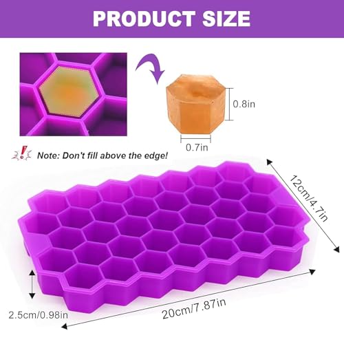 Image of Ice Cube Trays with Lids for Freezer, 33 Sphere Ice Cube Tray with Easy Release for Iced Coffee or Ice Drinks, Ice Tray (Purple, 8 Inch + 3 Pack)