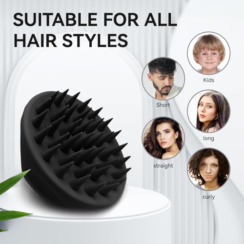 Ithyes 38 Finger vergrößerter Kopfmassage-Bürste, Silikon-Kopfhautmassagebürste, Scalp Massager Shampoo-Bürste, Massagebürste Haare, Hair Massager Scalp for Frauen, Männer, Haustiere,1 Stück (Schwarz)