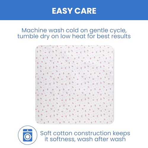 Image of Delta Children 100% Cotton Flannel Baby Receiving Blankets for Girls and Boys - 30x30 Inches (Pack of 2), Pink Floral