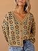 Saodimallsu Womens Floral Print V Neck Cardigan Open Front Button Down Knit Sweater Long Sleeve Loose Fashion Tops Brown