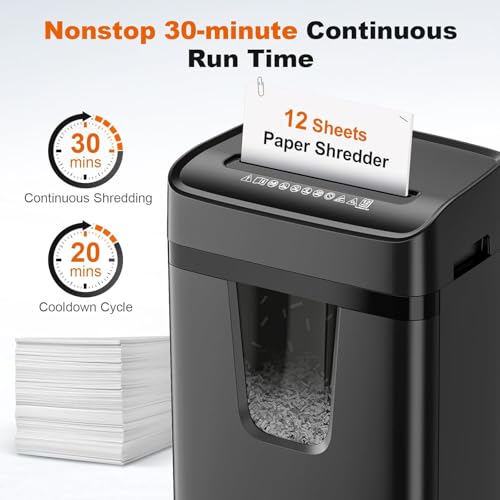 Bonsaii 12-Sheet Micro Cut Paper Shredder for Home Office, Heavy Duty Paper Shredder with 5.5 Gallon Pull-Out Bin, P-4 Security Level – Shreds Paper, CD, Credit Card, for Home Offi image 6