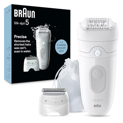 Braun Depiladora Silk épil 5, dispositivo de depilación, afeitadora y recortadora para mujer, depiladora húmeda y seca, incluye cabezal de afeitadora y peine recortador, SE5 041, gris