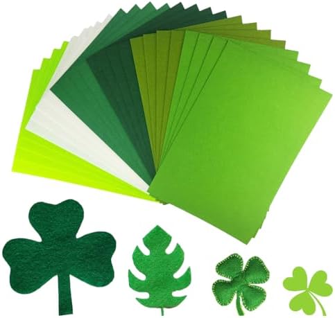 24 Pcs Felt Fabric Sheets, 8 Inch X 12 Inch St. Patrick's Day Gre...