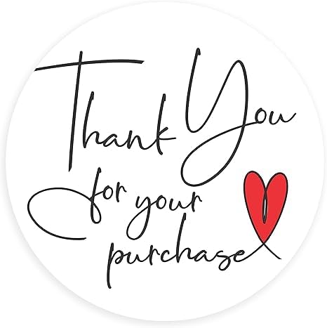 100 Thank You for Your Purchase Sticker Labels | White Background with Red Heart Design | 4.5 cm Round | Highly Recommended for Small Business Owners-image-16