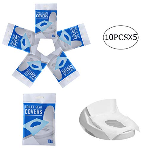 OMG Coprisedile WC Monouso, coprivaso da Campeggio fluseabile da Viaggio, coprisedili Portatili per Bambini Toddler Adulti Donna Incinta Proteggi la Tua Salute in Viaggio (50 Pezzi)