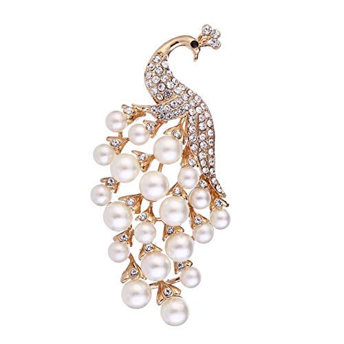 Broche paon en strass pour habiller une tenue de fête simple