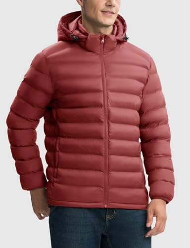 Image of Rdruko Men's Puffer Jacket with Detachable Hood Lightweight | Water Resistant, Insulated, Winter Puffy Coat, 4 Pockets