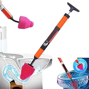 Hoge druk toilet Unblock A Shot, Hoge druk toilet deblokkeren One Shot Toilet Pipe Plunjer, Roestvrij staal Toilet Unclogger Toilet Snake, Luchtplunjer voor toilet, Vloerafvoer, Verstopte buis