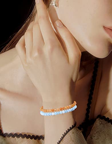 Sonnyx 12Pcs 4Mm/6Mm/8Mm Semi-Precious Gemstones Beaded Bracelets For Women Men Healing Stone Bracelet Crystal Beaded Bracelet Adjustable Elastic Stretch Bracelet Unisex Jewelry Gifts(4Mm) #TOP3