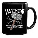 MoonWorks® Kaffee-Tasse cooler Papa Vathor Spruch lustig Thor Parodie Geschenk Papa Vatertag schwarz Keramik-Tasse