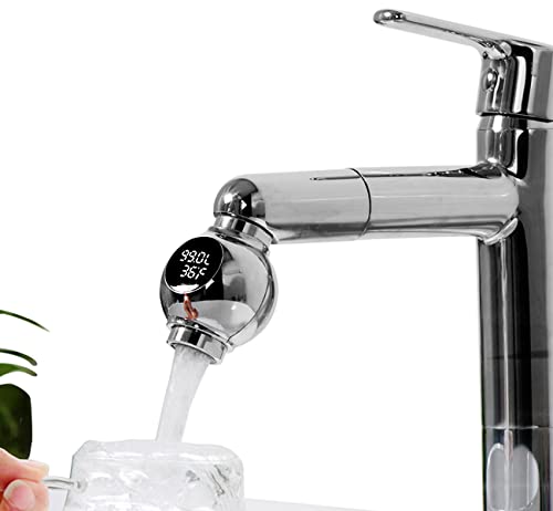 ASCCOJTI Faucet Aerator with Thermometer, Digital Watermeter Faucet Extender, Multifunction Water Faucet Accessory for Baby, Bathroom and Kitchen