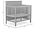 Dream On Me Ava 4-in-1 Mini Baby Crib with Daybed & Twin Bed Conversion in Pebble Grey, GreenGuard Gold & JPMA, Non-Toxic Finish, 3-Position Adjustable Height, Includes 1″ Mattress Pad